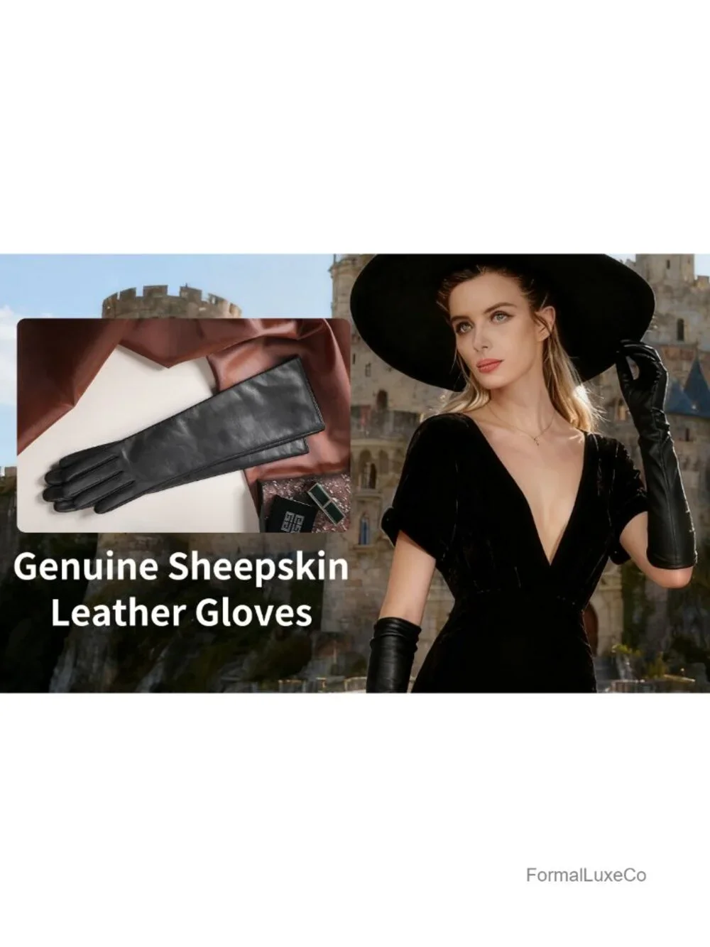 Faux Leather Opera Gloves for Prom Party Cosplay Wedding